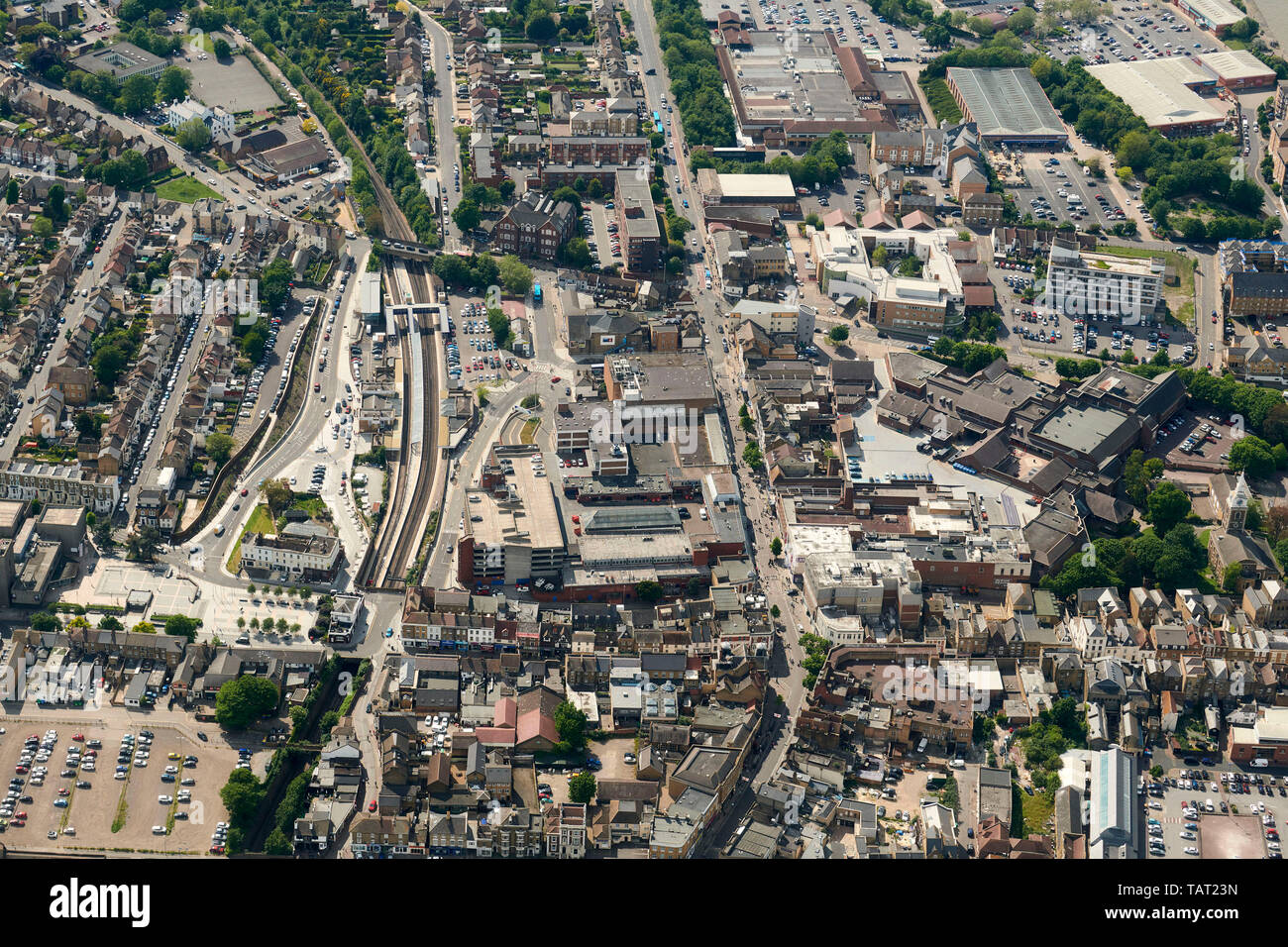 An aerial view of Gravesend, Kent, South East England, UK Stock Photo
