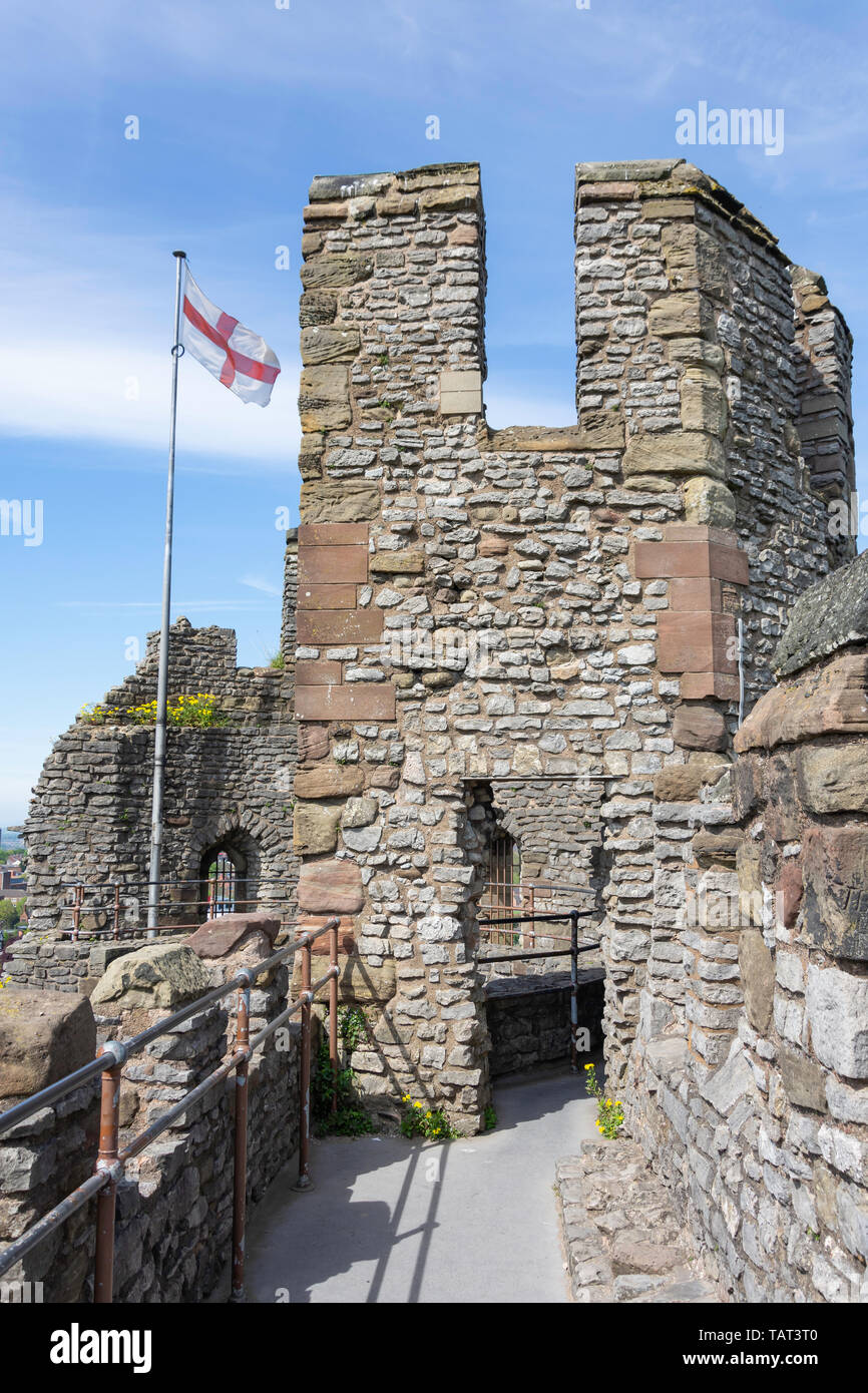 Ramparts on The Keep inside Dudley Castle, Castle Hill, Dudley, West Midlands, England, United Kingdom Stock Photo