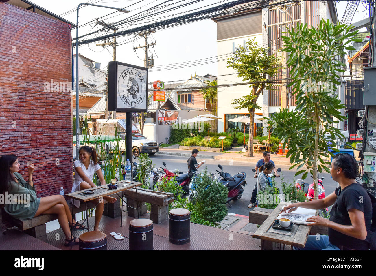 Akha Ama Coffee Shop, Chiang Mai, Thailand Stock Photo - Alamy