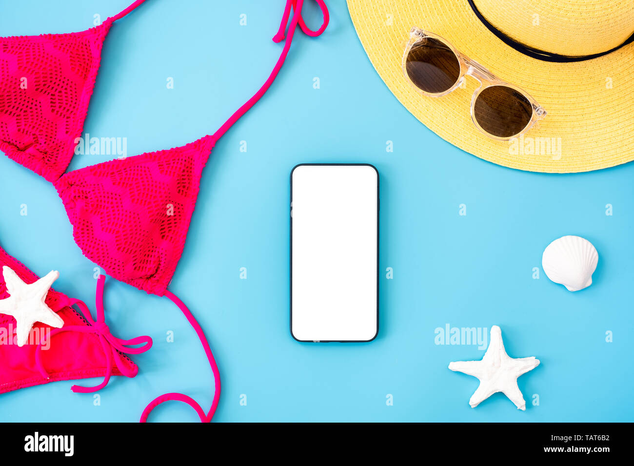 Summer Blue Banner With Yellow Hat Pink Bikini Mobile Sunglasses