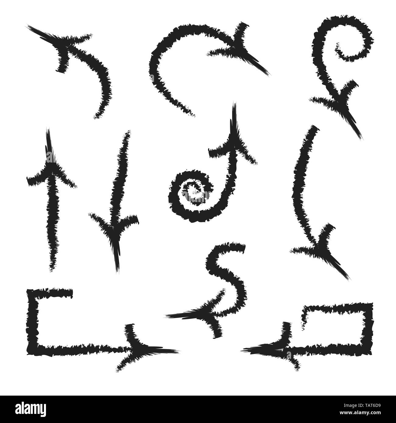 Hand drawn vector arrows collection on the white background Stock ...