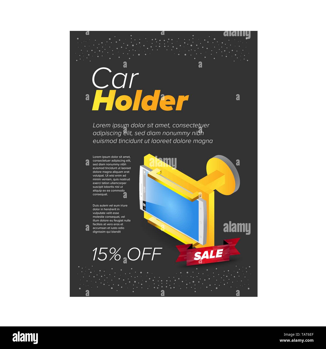 Plastic Isometric Gadget Car Holder On The Black Background Ad