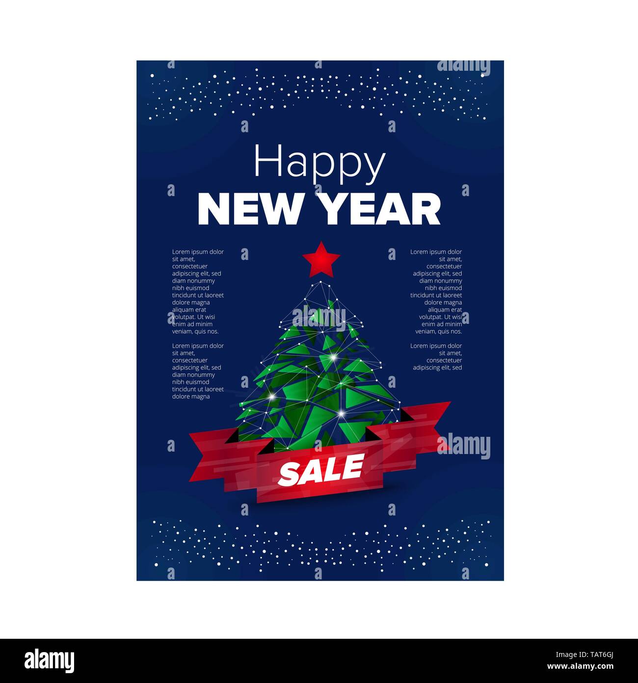 New Year Sale Banner Design With The Green Low Poly Christmas Tree