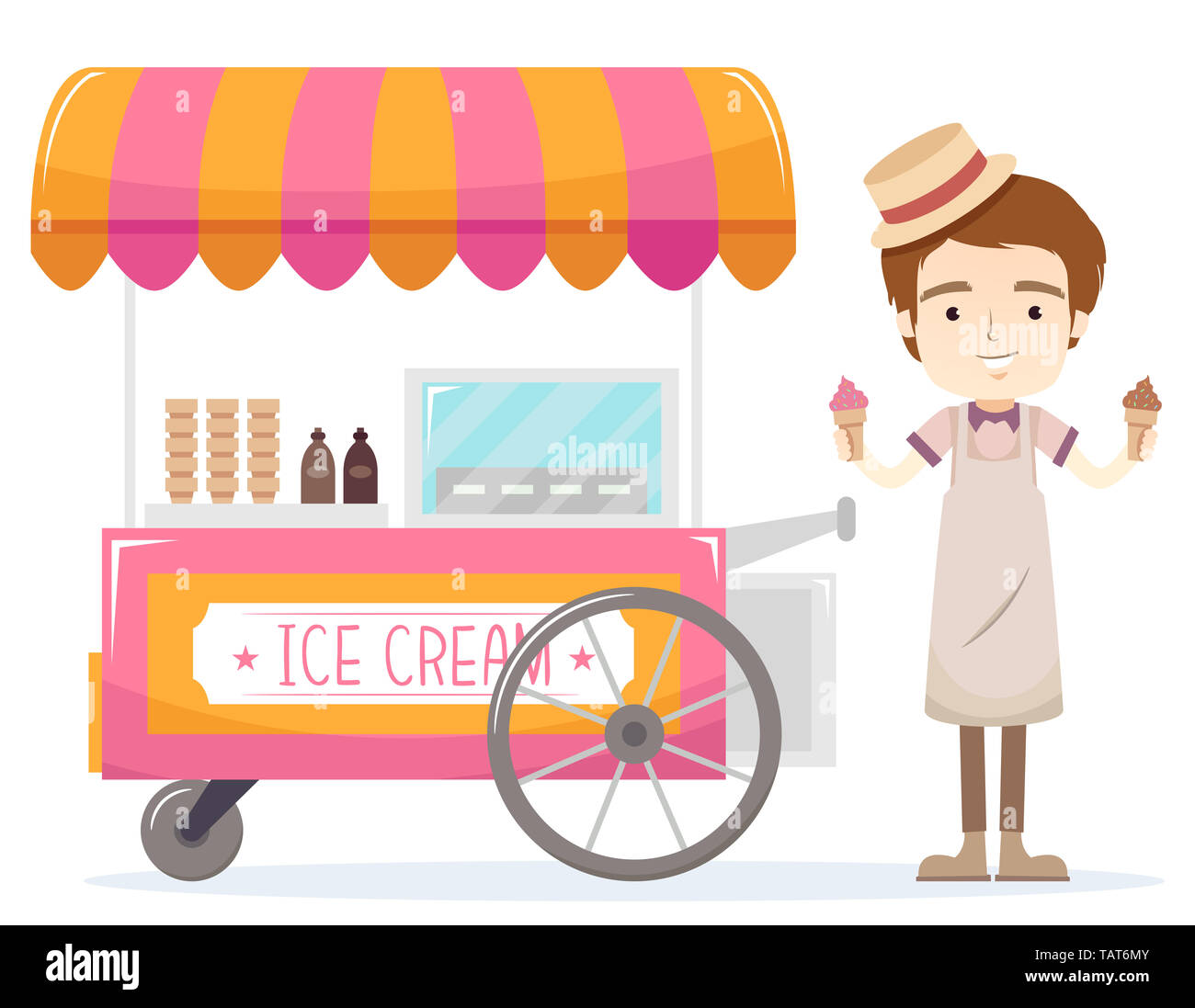Cartoon illustration man ice cream hires stock photography and images