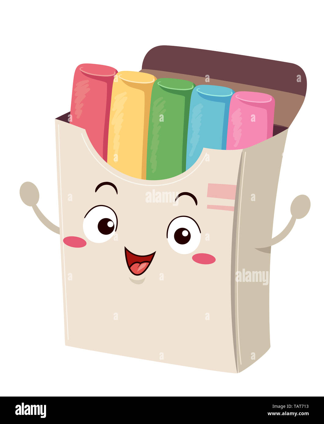 Illustration of a Colored Chalk Box Mascot Showing Chalks in Different