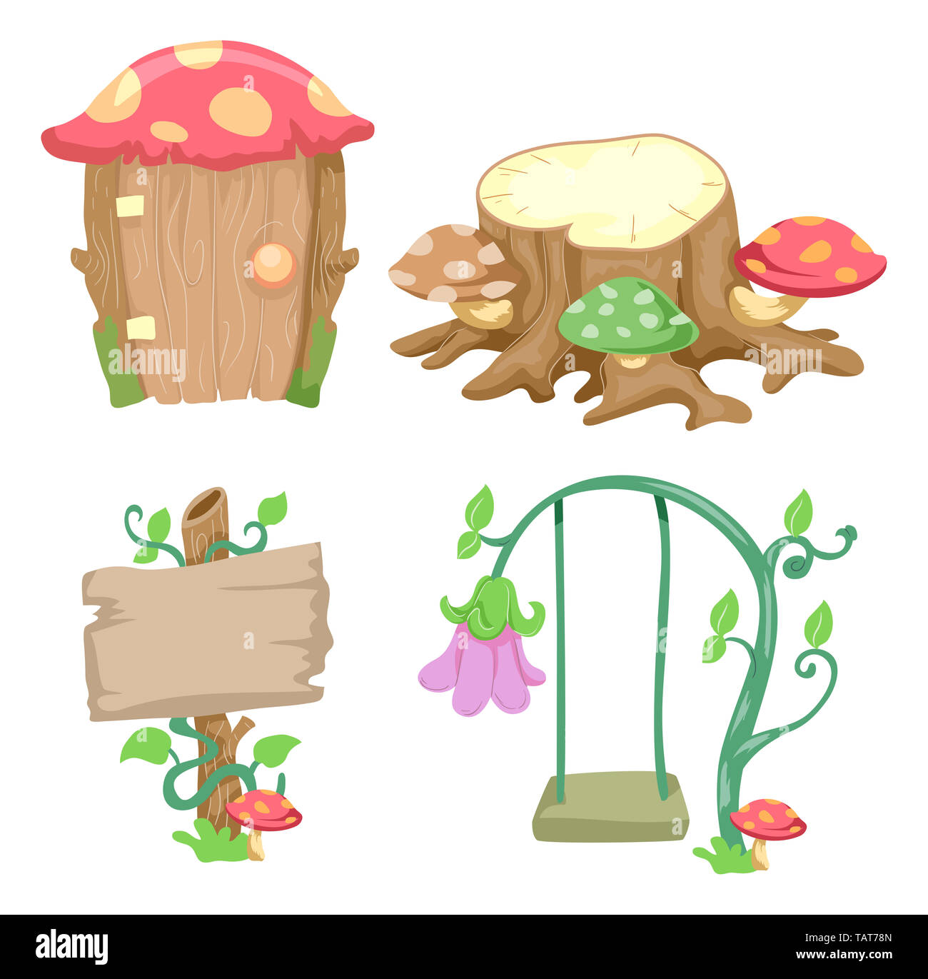 Illustration Of Garden Design Elements From Cute Wooden