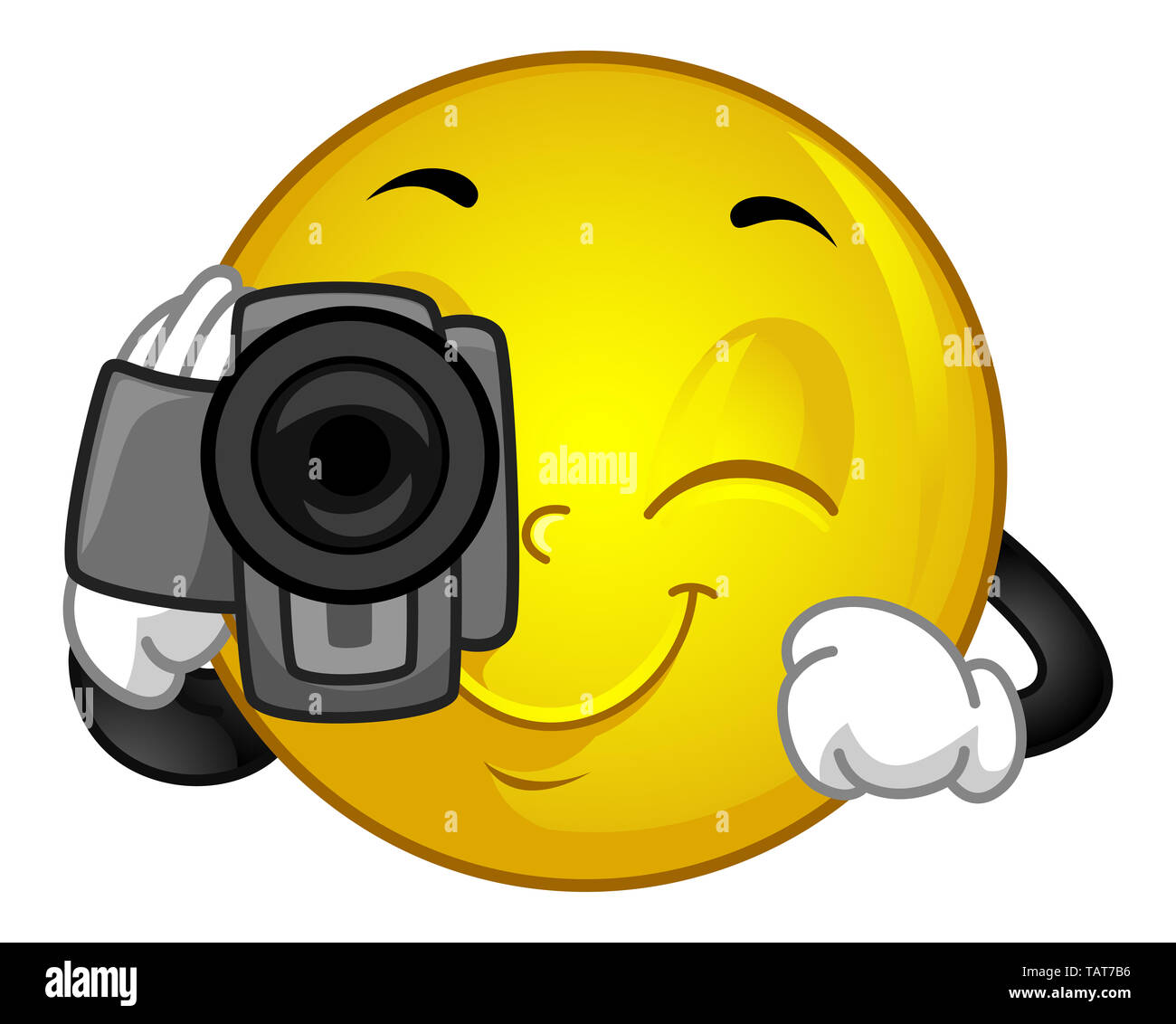 Illustration of a Smiley Mascot Happily Taking Video Using a Video Camera  Stock Photo - Alamy