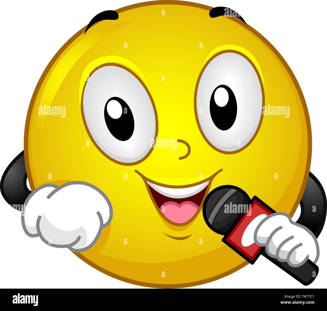 Illustration of a Smiley Reporter Using a Wireless Microphone Stock Photo -  Alamy
