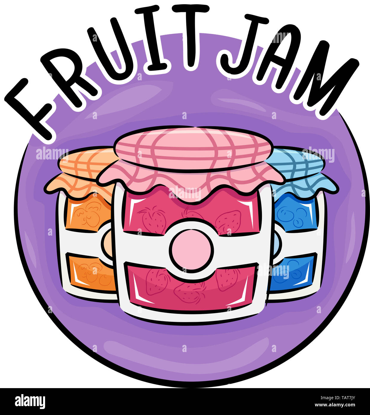 Illustration of Fruit Jams Icon in Red, Yellow and Blue Stock Photo Alamy