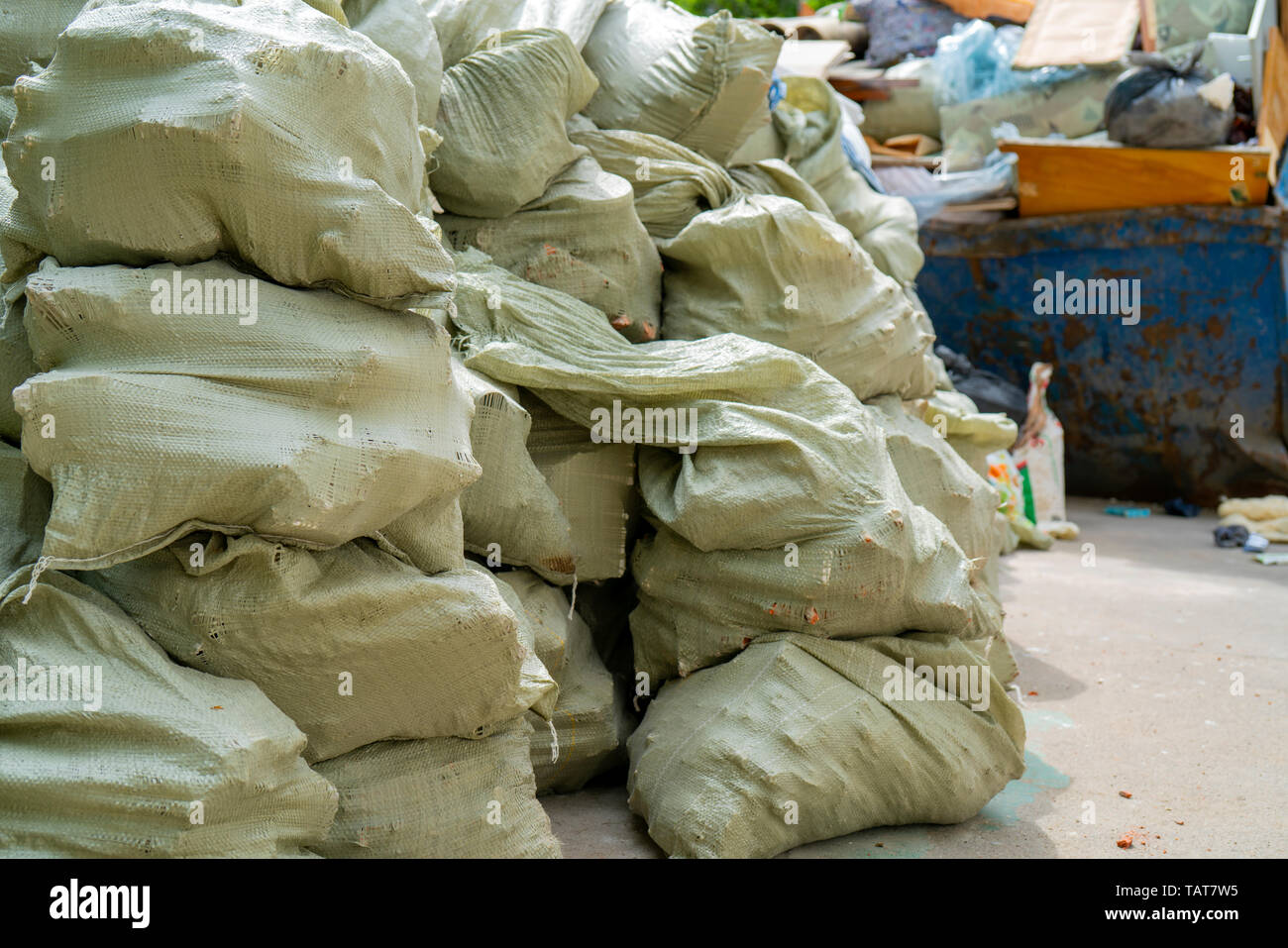 Gray bags of garbage at the dump Stock Photo Alamy