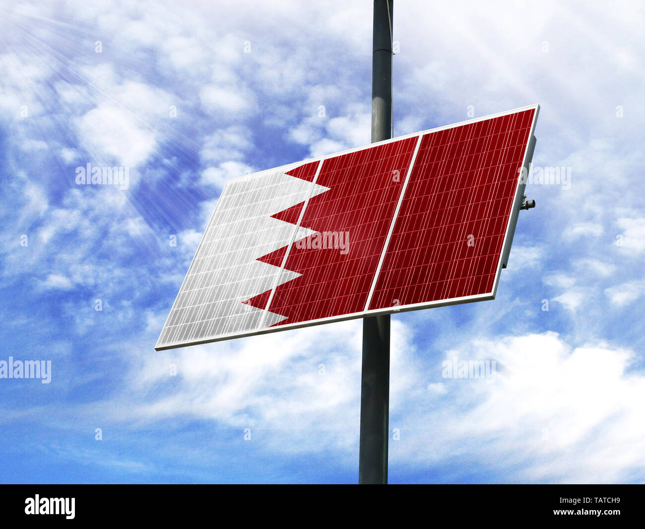 Solar Panels Against A Blue Sky With A Picture Of The Flag Of Bahrain Stock Photo Alamy Solar Panels Against A Blue Sky With A Picture Of The Flag Of Bahrain Stock Photo Alamy