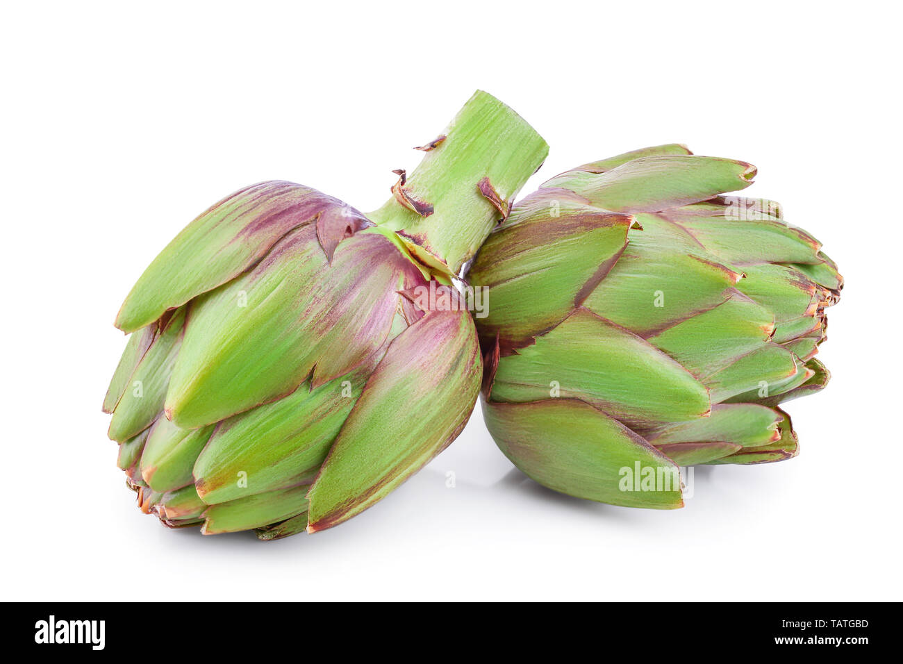Fresh Artichokes isolated on white background closeup Stock Photo