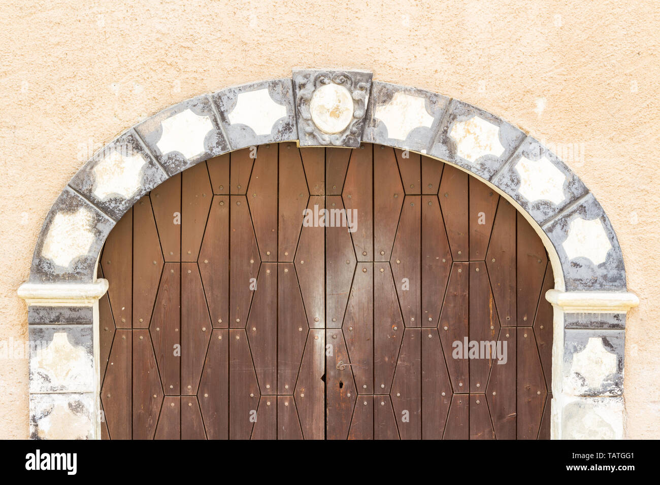 Painted Baroque gate frame in Sopron, Hungary Stock Photo - Alamy