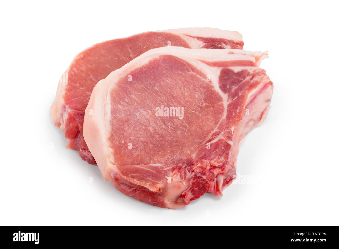 sliced raw pork meat isolated on white background Stock Photo - Alamy