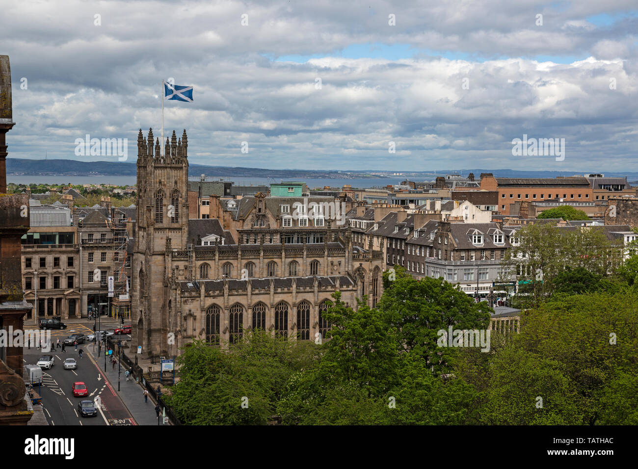St. John's Church, at the intersection of Lothian Road and Princes Street in Edinburgh, Scotland. Stock Photo
