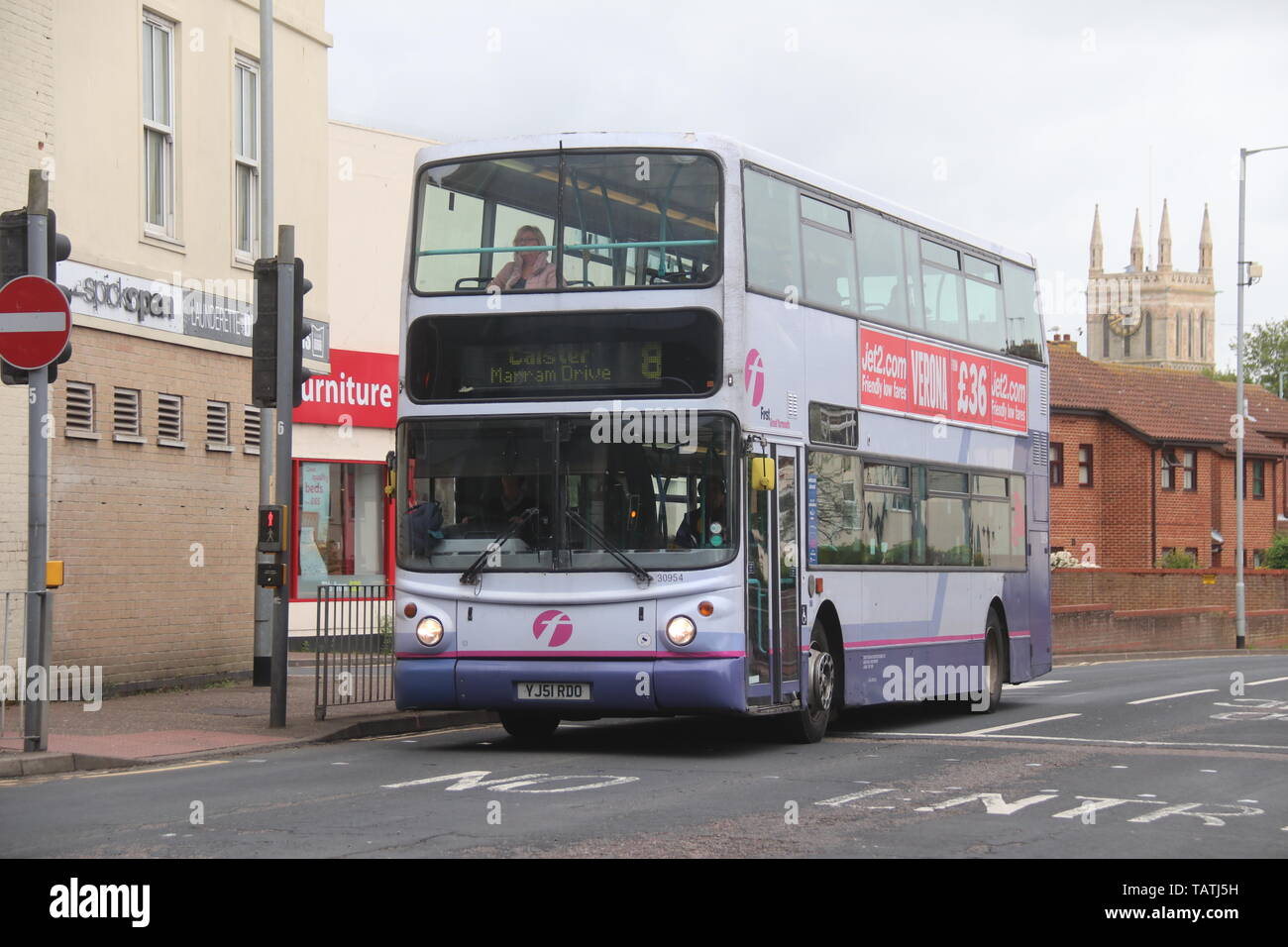 A FIRST EASTERN COUNTIES BUS IN GREAT YARMOUTH Stock Photo