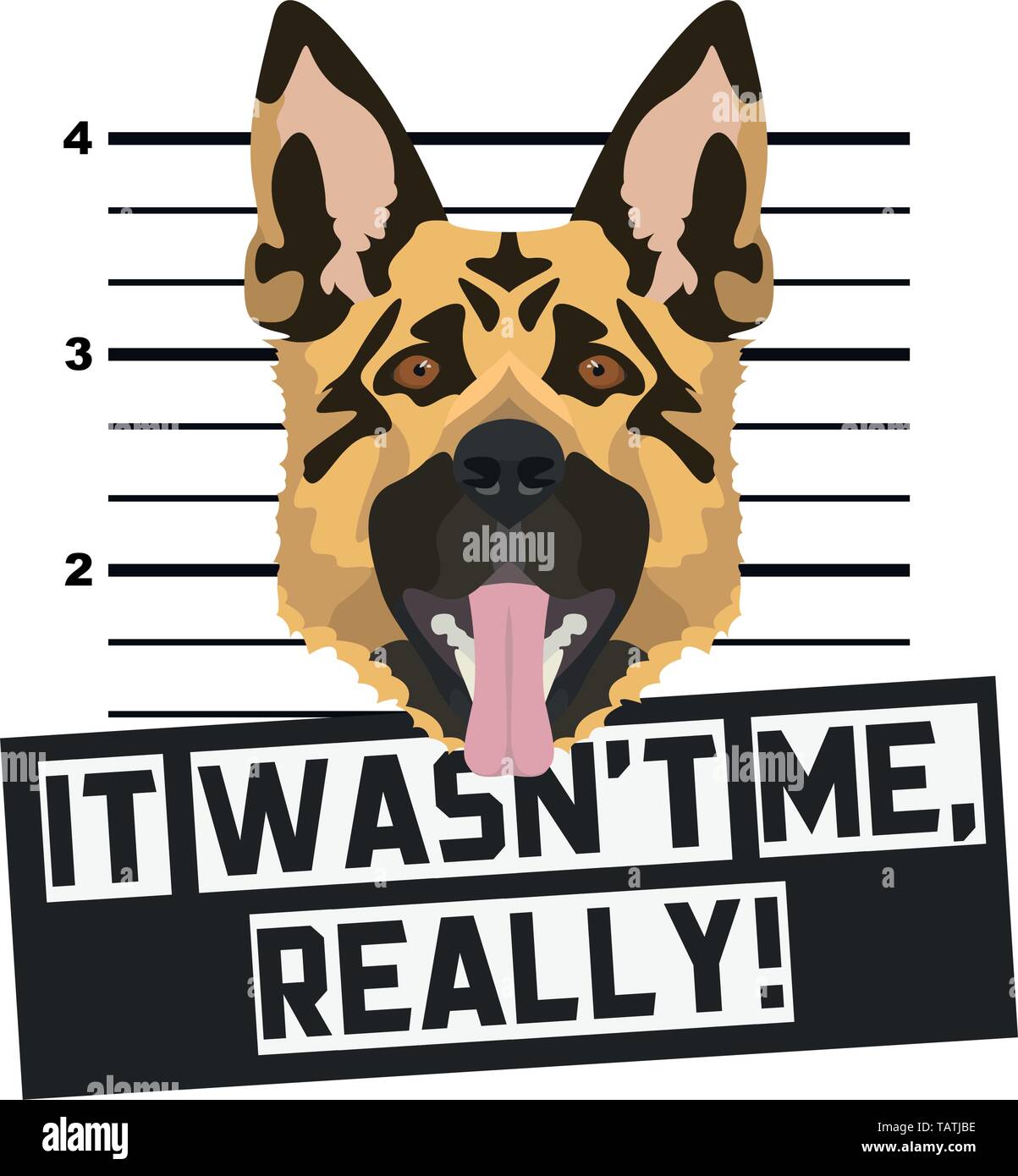 Illustration Mugshot Shepherd - The guilty dog gets a police photo. Dog lovers and dog fans love them sassy dog. Stock Vector