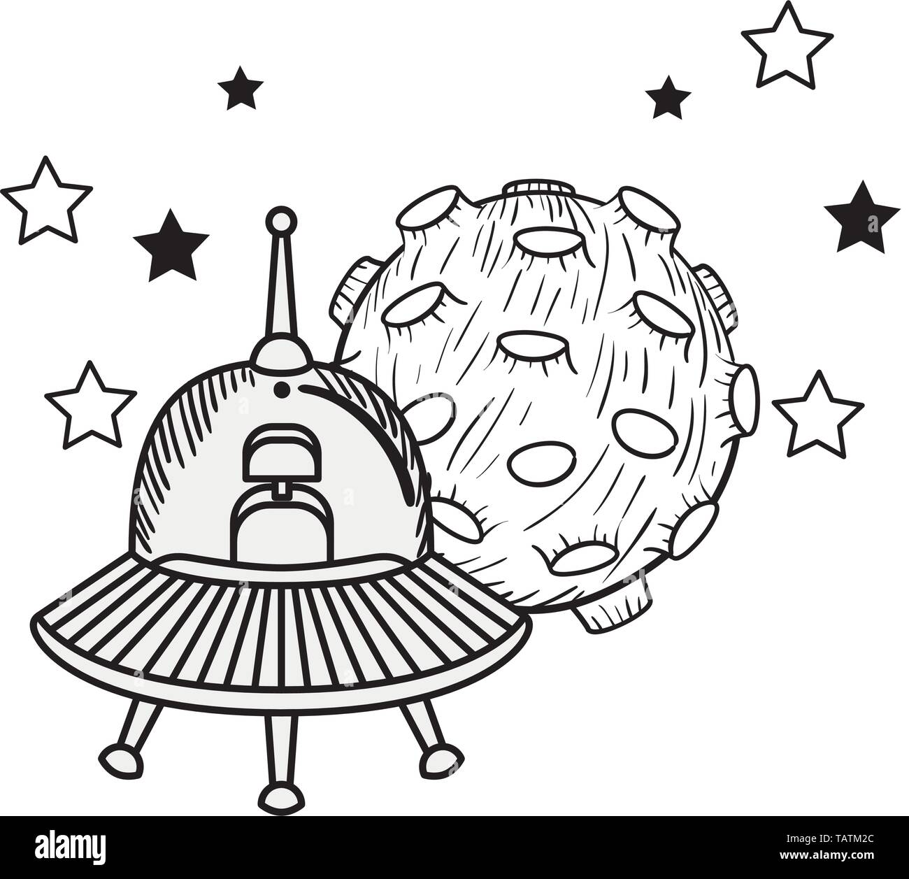 alien spacecraft in space with white background Stock Vector Image ...