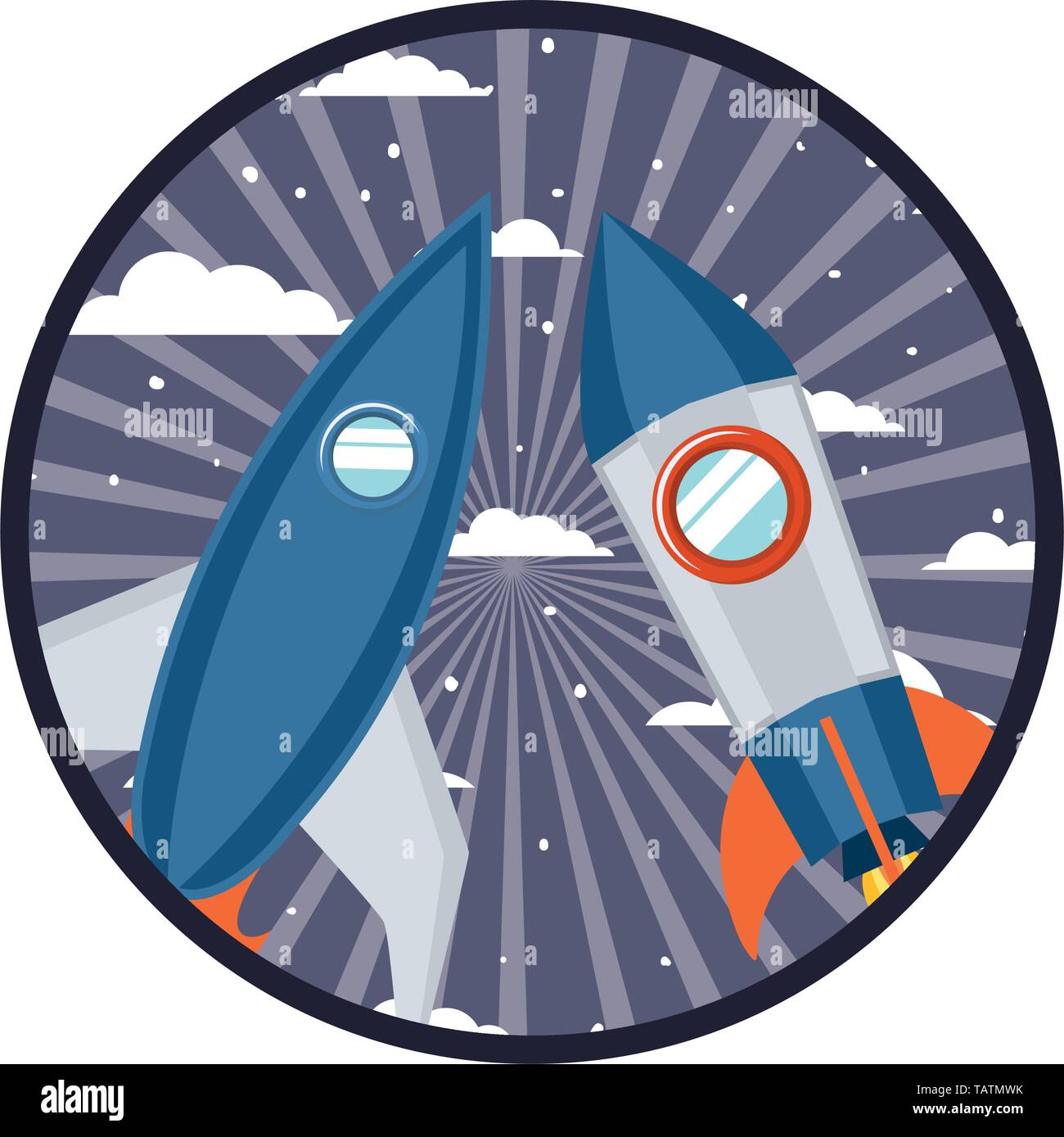 frame with rocket taking off icon Stock Vector Image & Art - Alamy