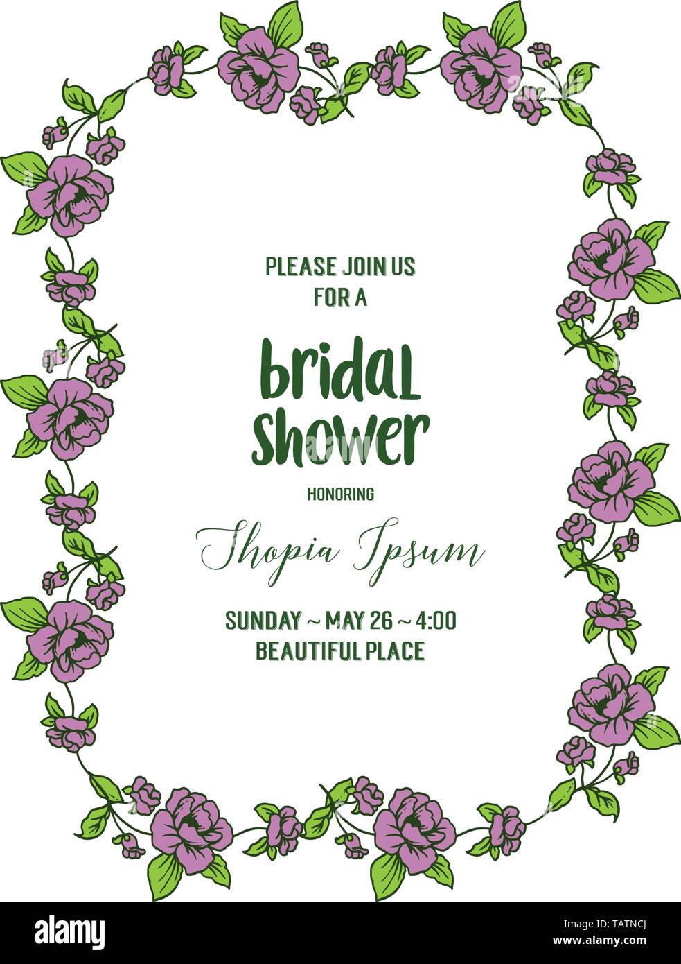 Vector illustration various artwork bridal shower with template bridal ...