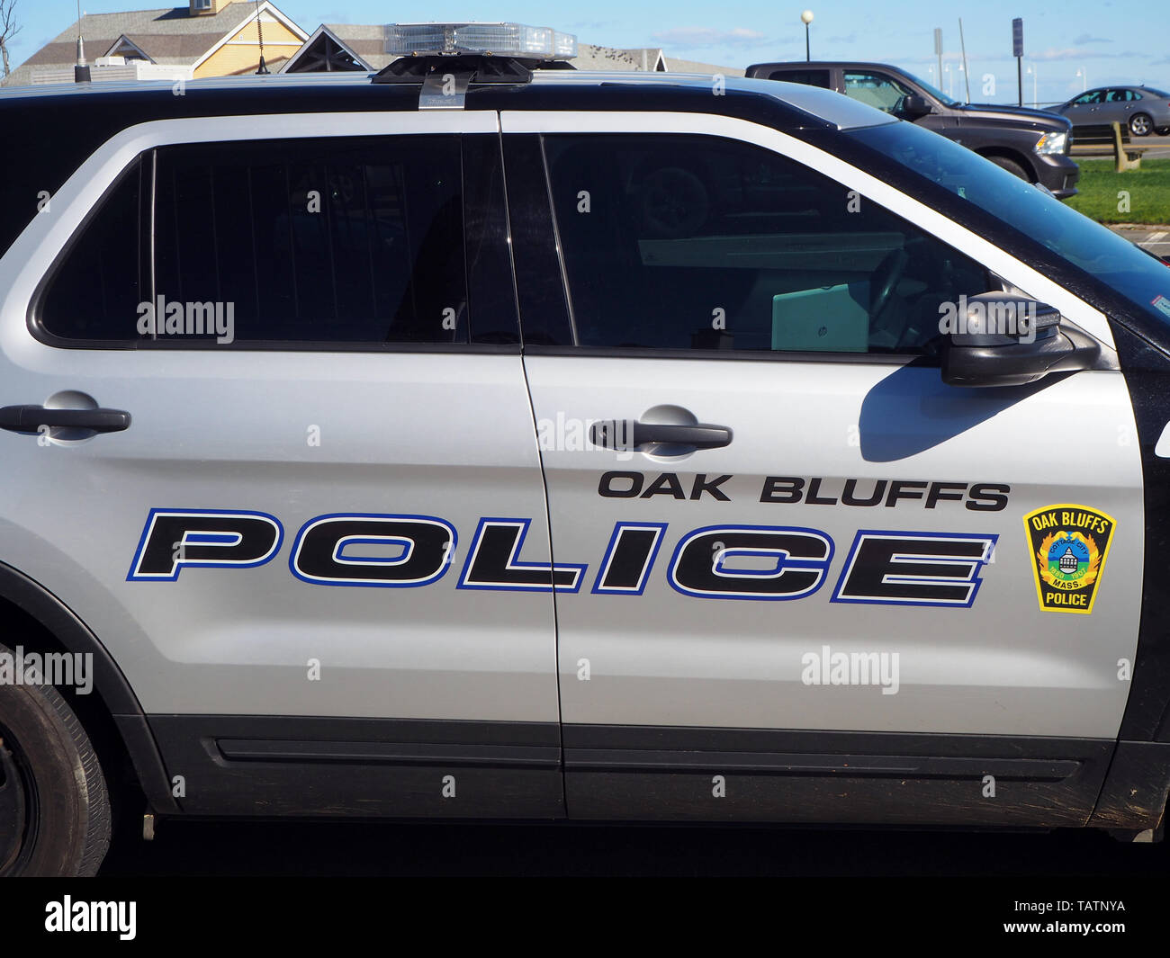 Oak Bluffs Police Department vehicle, Oak Bluffs, Marthas Vineyard, Massachusetts, USA Stock Photo