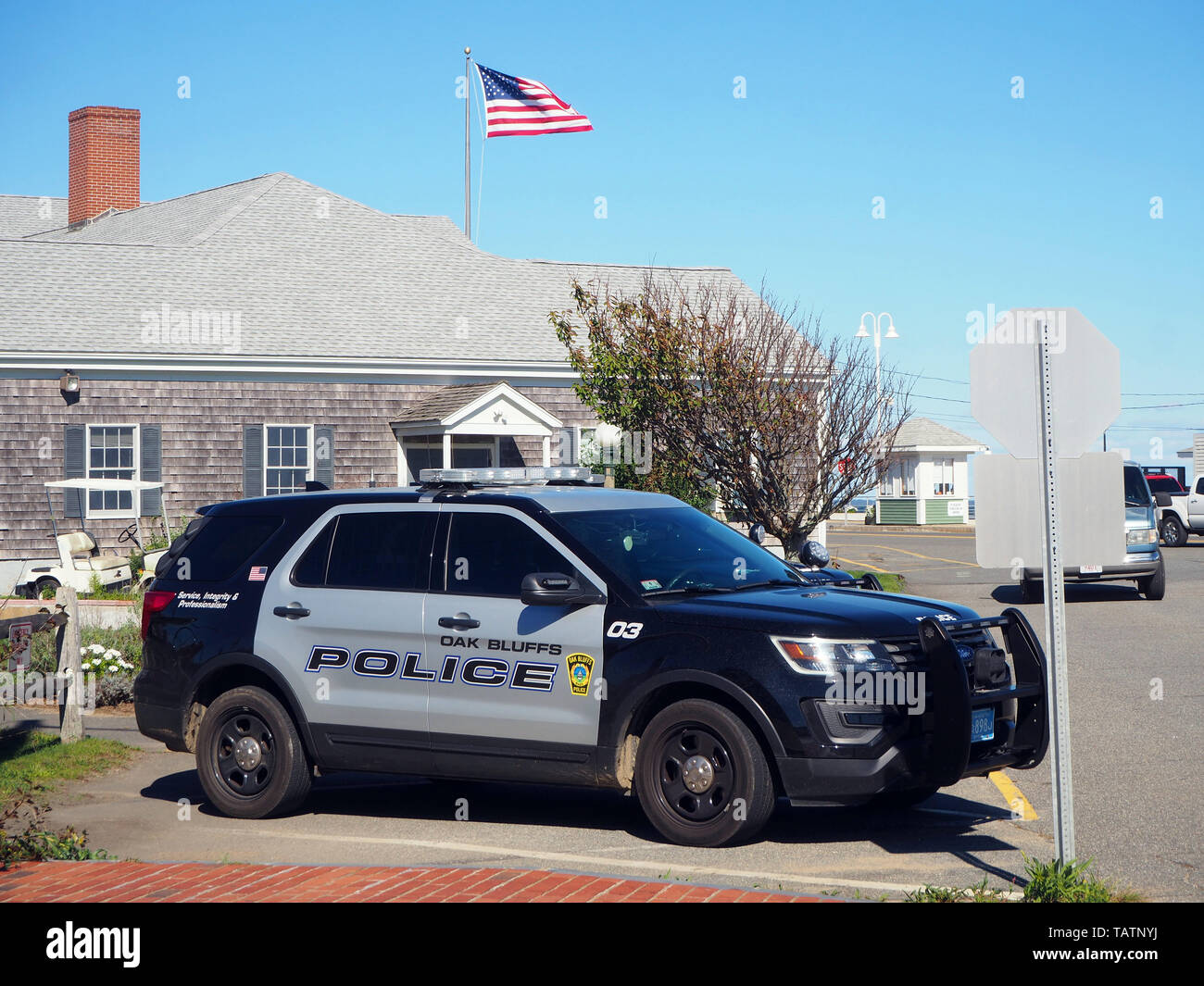 Oak Bluffs Police Department vehicle, Oak Bluffs, Marthas Vineyard, Massachusetts, USA Stock Photo