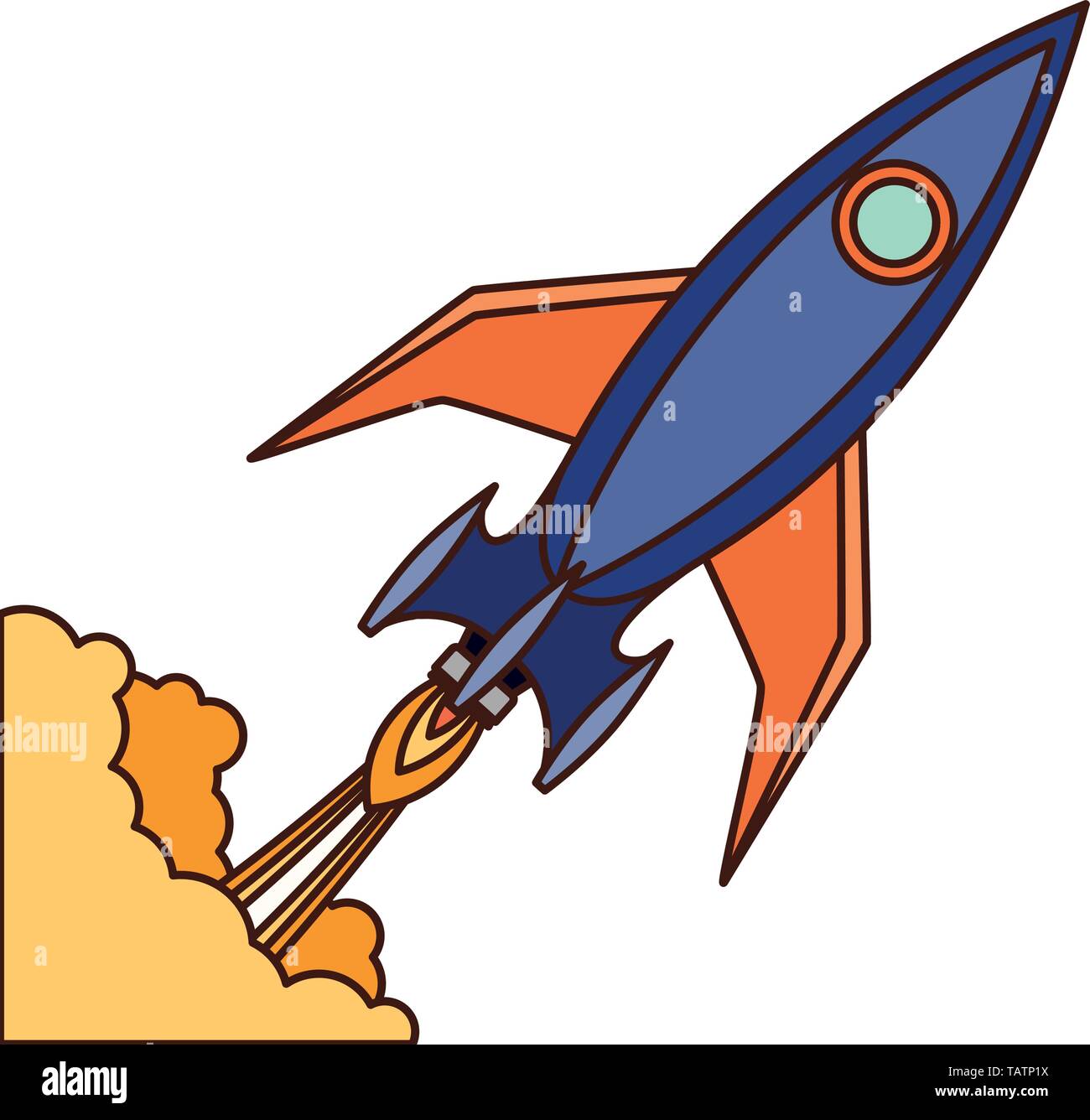 rocket taking off in white background Stock Vector Image & Art - Alamy