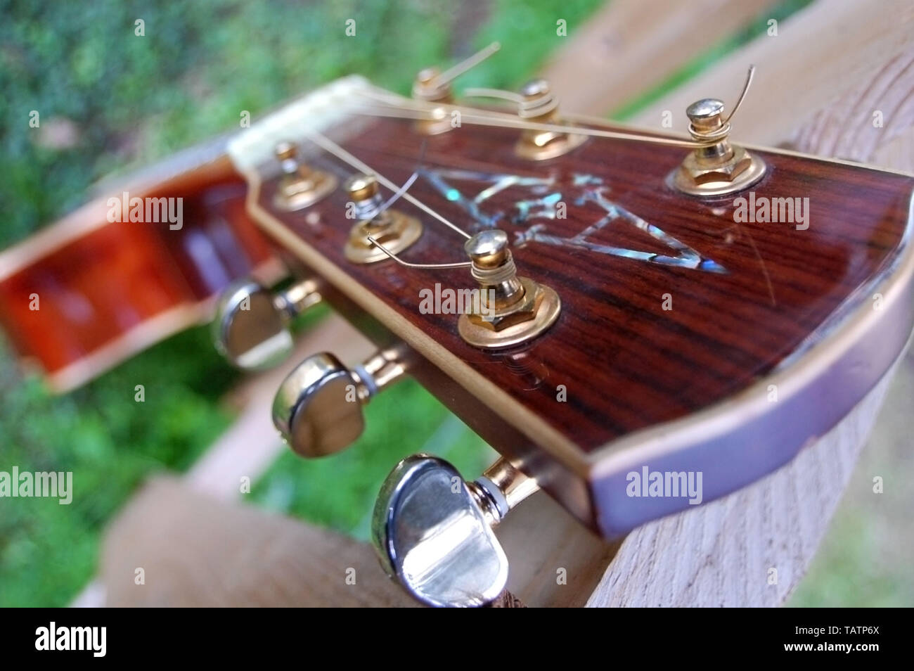 Extreme closeup shot of the fretboard of a guitar Stock Photo Alamy