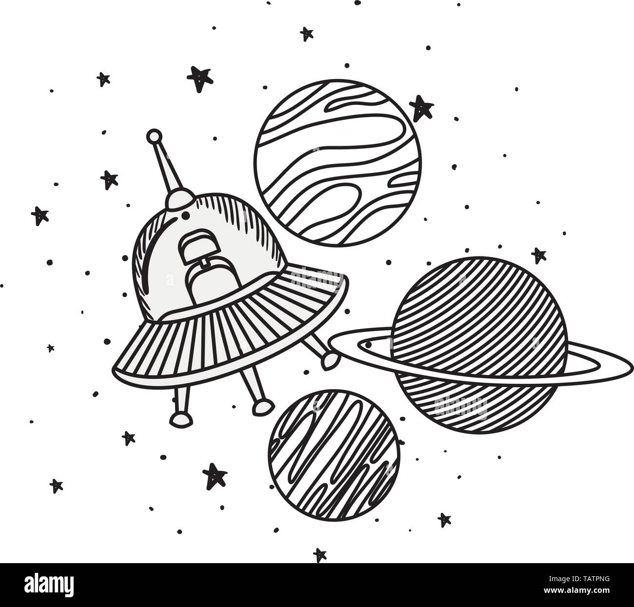 alien spacecraft in space with white background Stock Vector Image ...