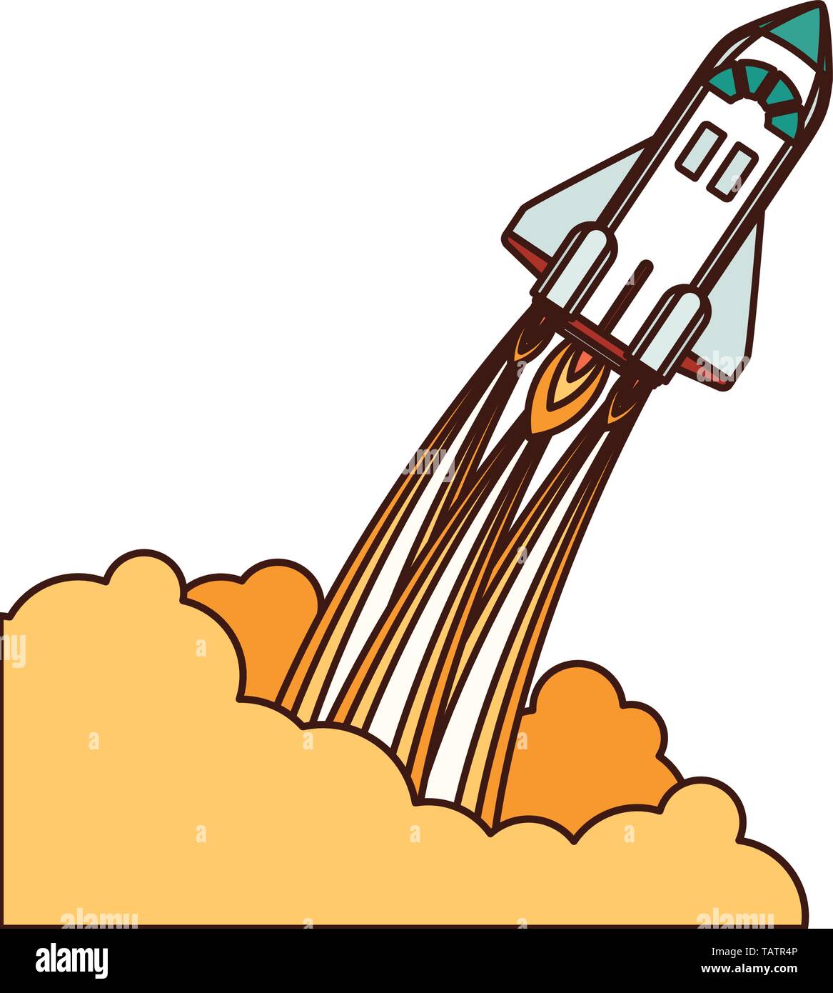 rocket taking off in white background Stock Vector Image & Art - Alamy