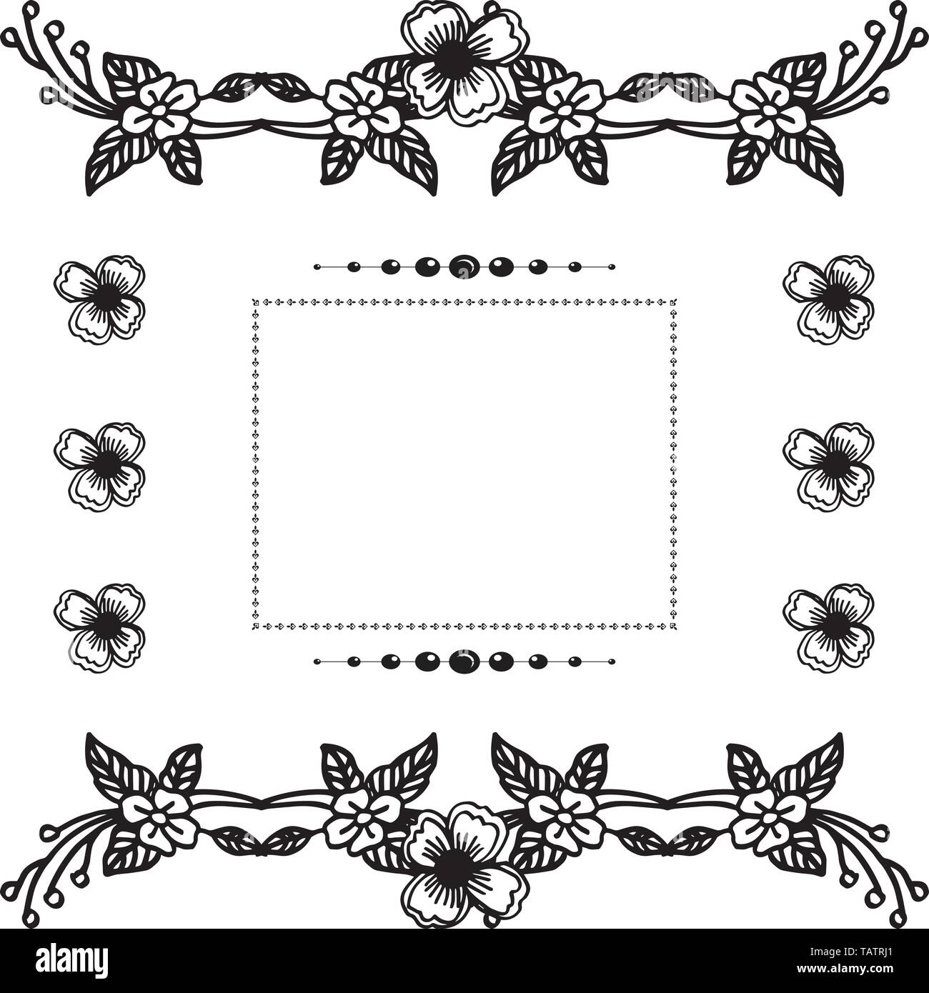 Vector illustration invitation card with various cute wreath frame hand ...