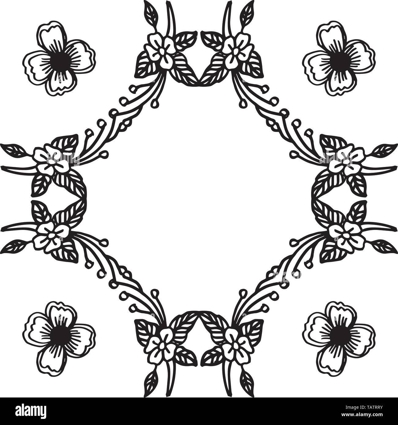 Vector illustration invitation card with various cute wreath frame hand ...