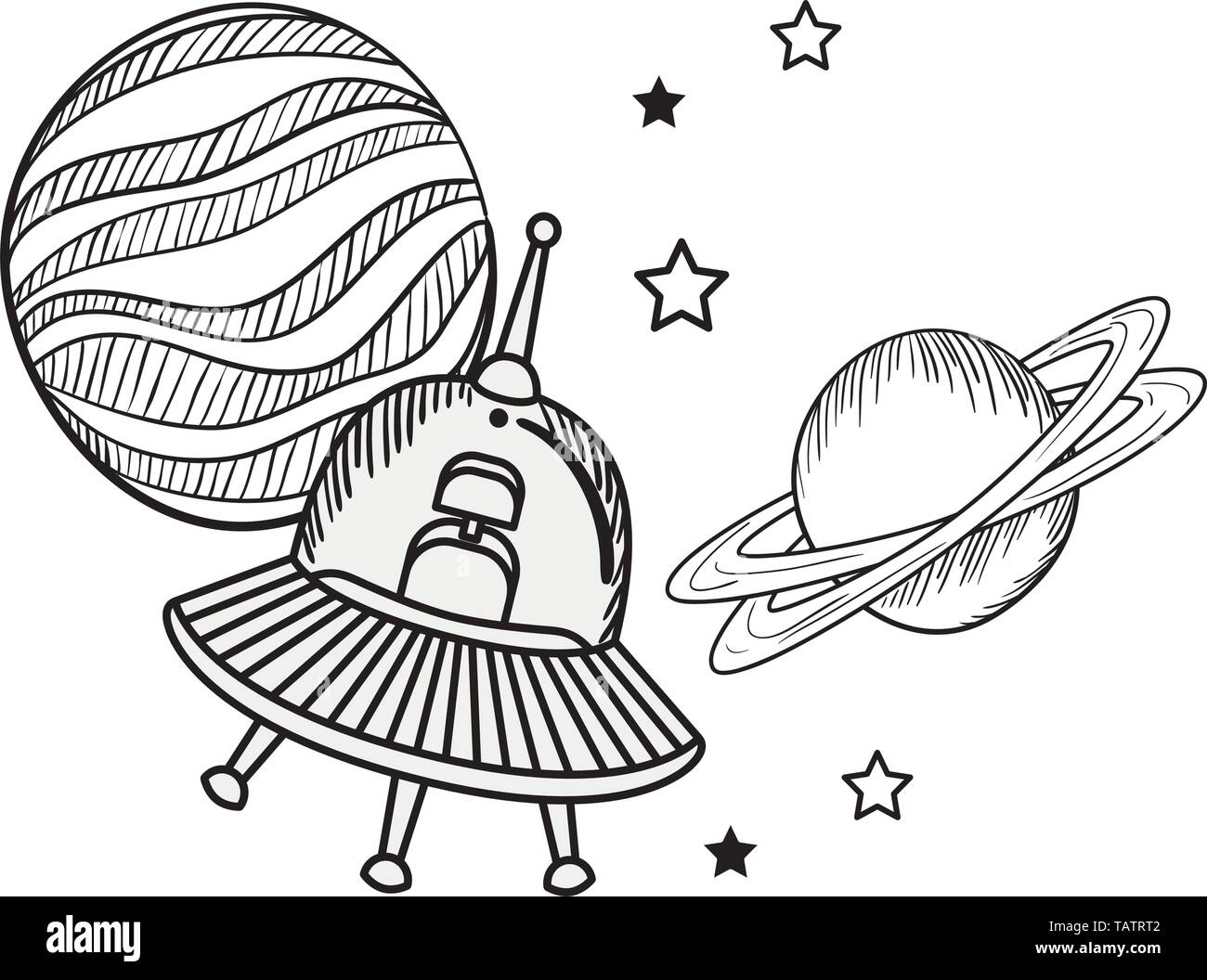 alien spacecraft in space with white background Stock Vector Image ...