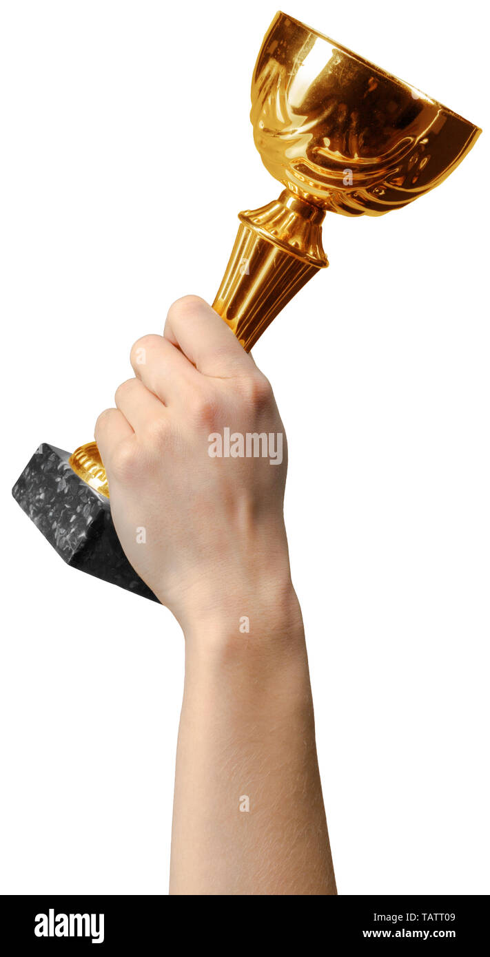 golden trophy isolated on white background Stock Photo - Alamy