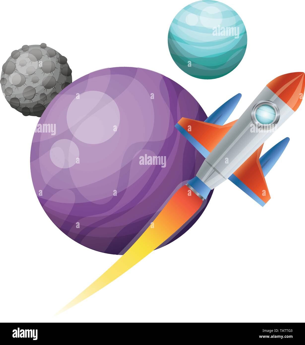 rocket flying with planets of the solar system background Stock Vector ...