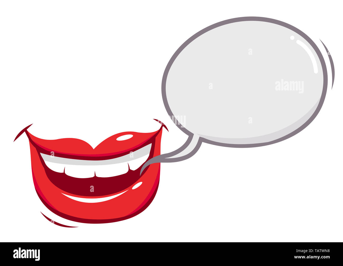 A happy talking mouth and a speech bubble. Stock Photo