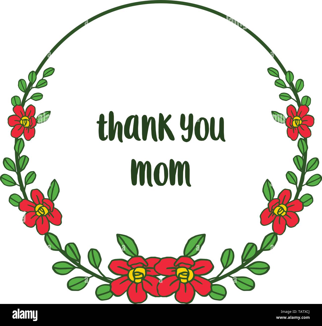 Vector illustration style card thank you mom with texture orange flower ...