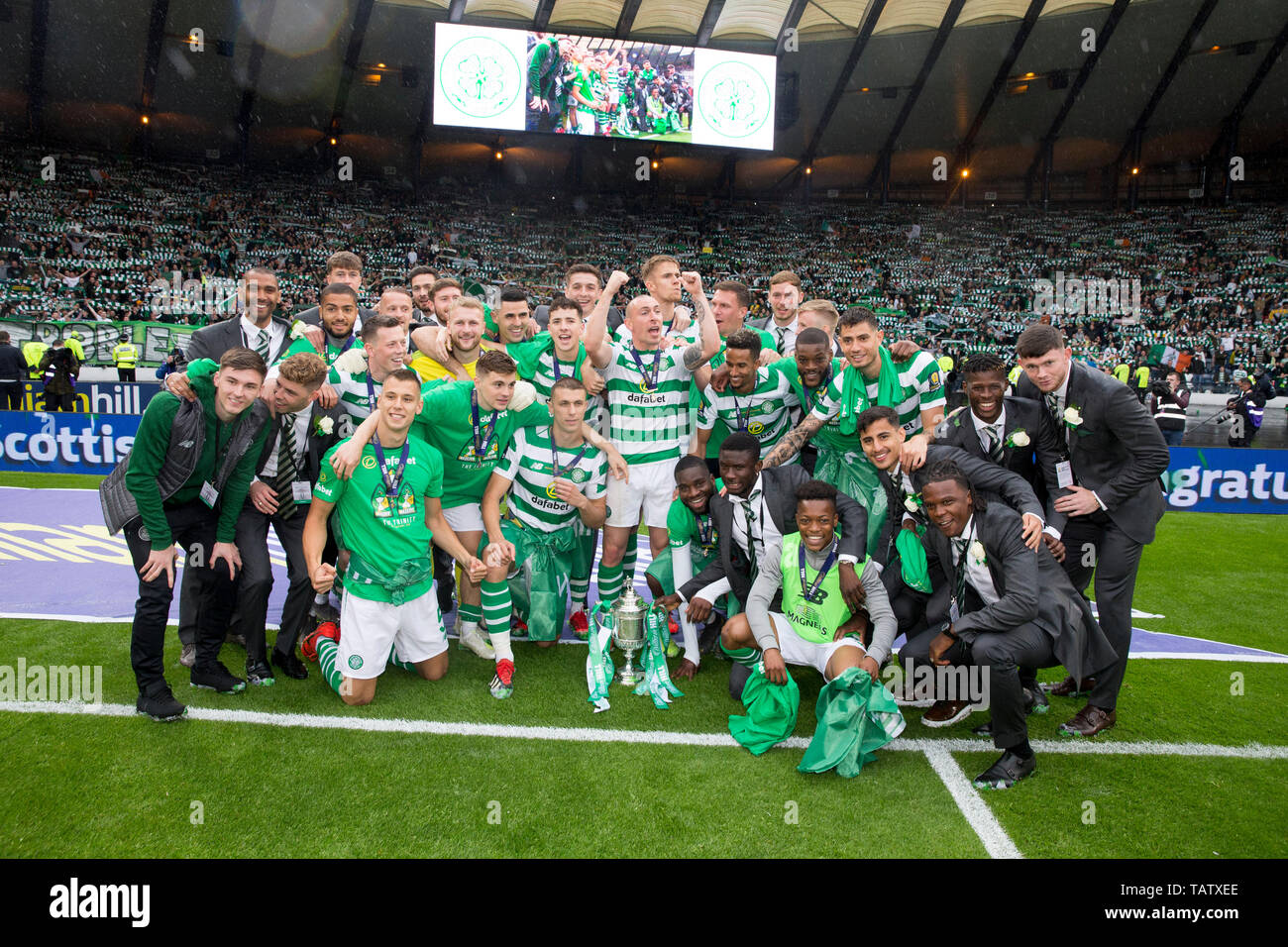 Celtic team treble treble winners during the William Hill Scottish Cup
