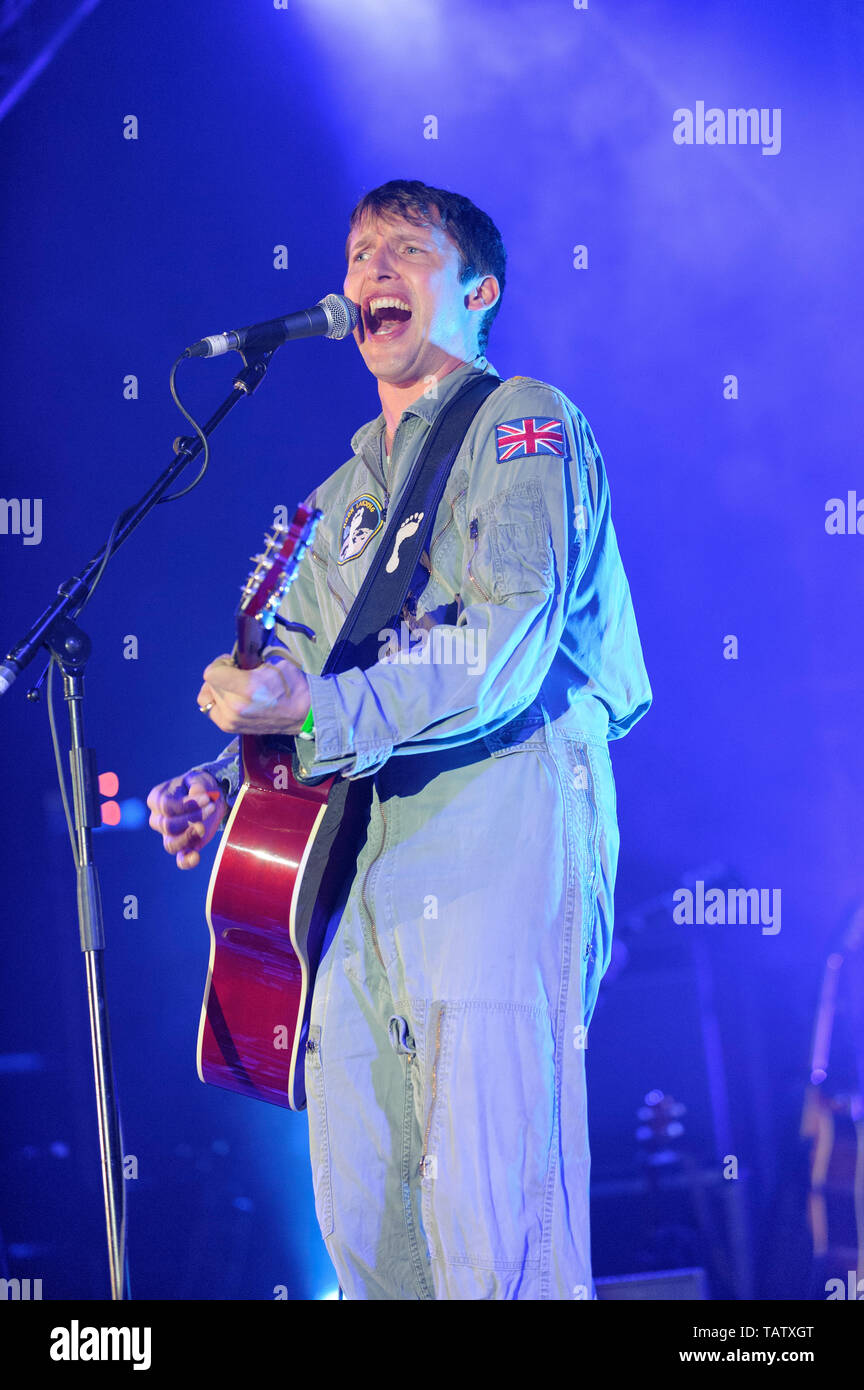 James Blunt performing at the Wickham Music Festival, UK. August 14, 2014 Stock Photo