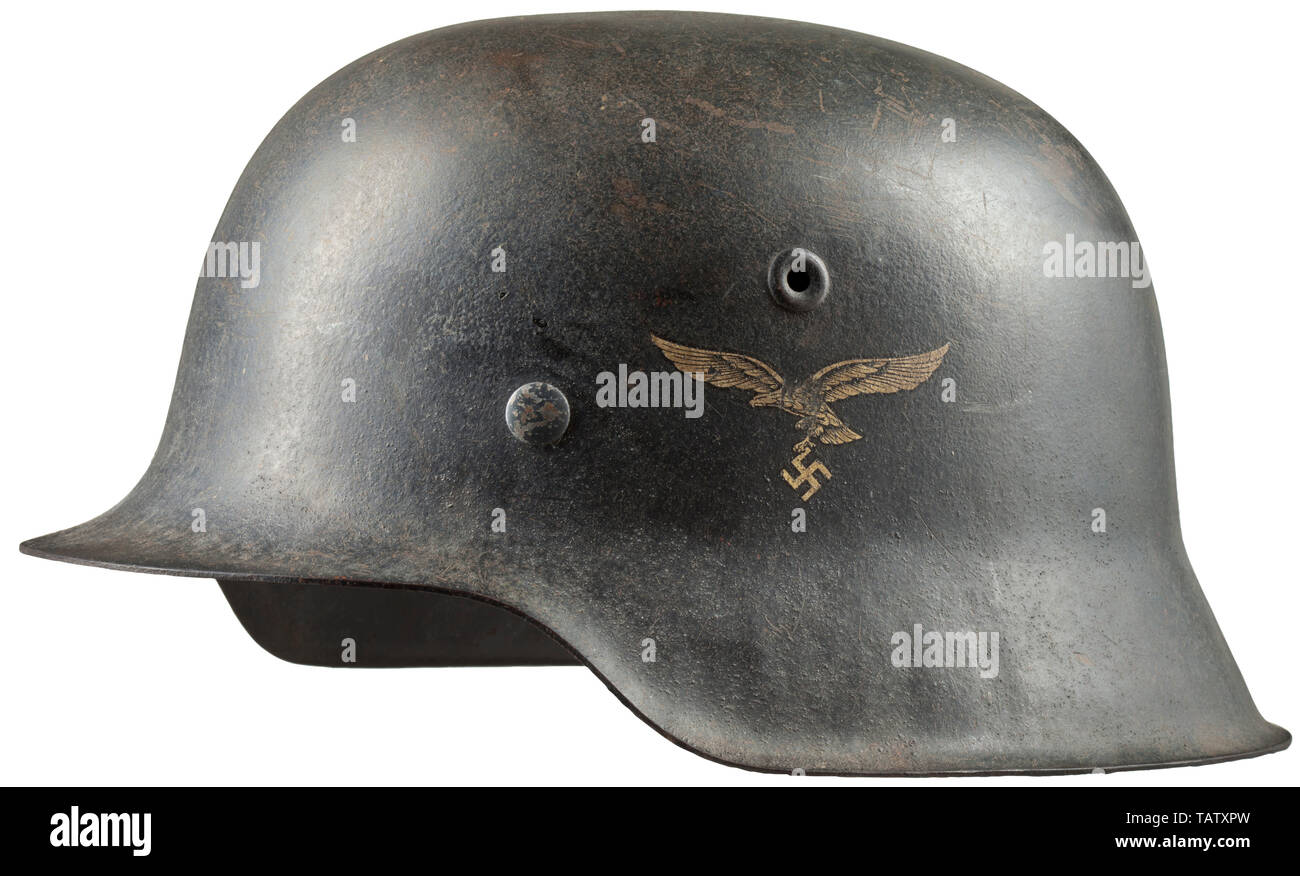 Body armour, helmets, German steel helmet M42, Luftwaffe (Air Force) pattern, Editorial-Use-Only Stock Photo