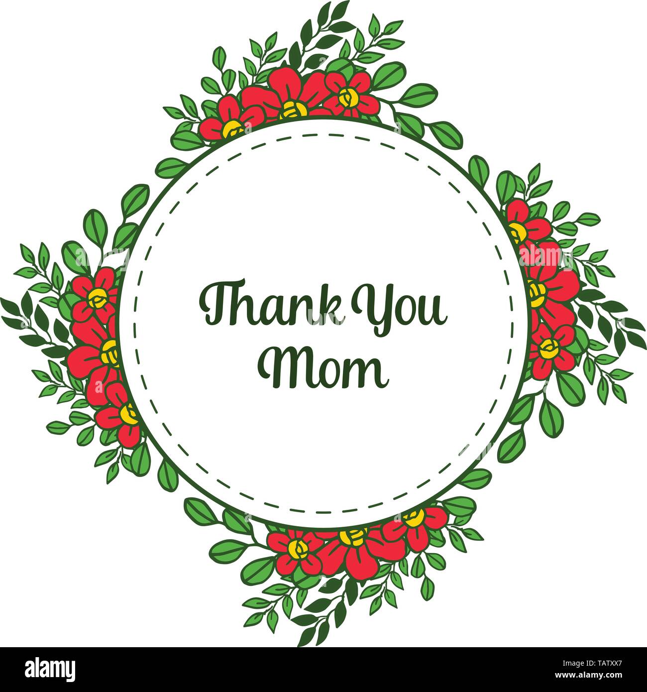 Vector Illustration Poster Thank You Mom With Pattern Art Orange Flower Frames Hand Drawn Stock Vector Image Art Alamy