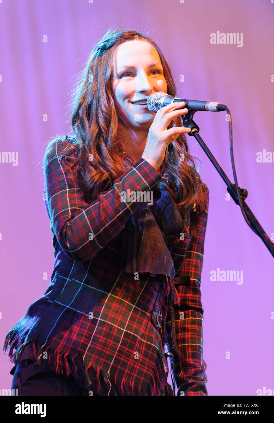 Julie Fowlis performing at the Wickham Festival, UK. August 15, 2014. Stock Photo