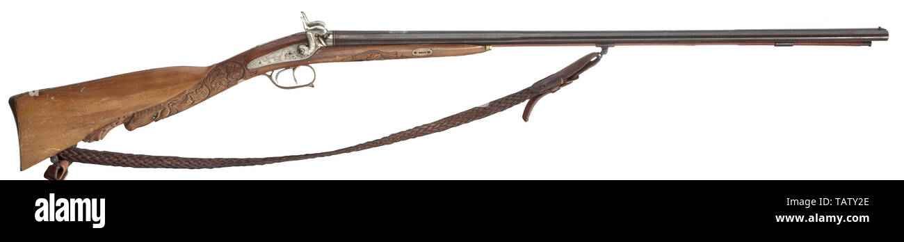 LONG ARMS, MODERN HUNTING WEAPONS, Belgian colonial double action double-barrelled shotgun(?), fowling piece, calibre 12, number 16, Additional-Rights-Clearance-Info-Not-Available Stock Photo
