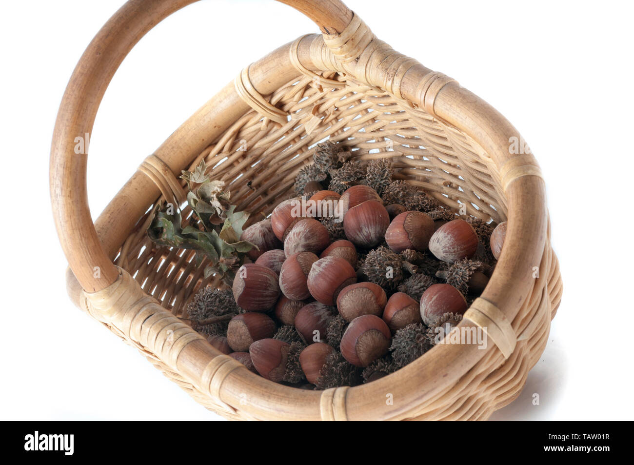 peanuts in a wicker basket Stock Photo