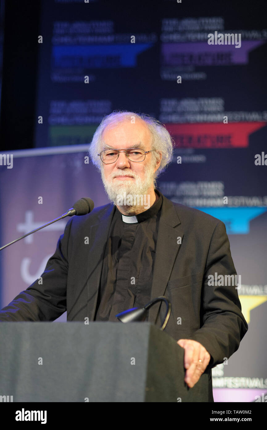 Right Reverend Rowan Douglas Williams, Baron Williams of Oystermouth lecturing at the Cheltenham Literature Festival, October 11, 2014. Stock Photo