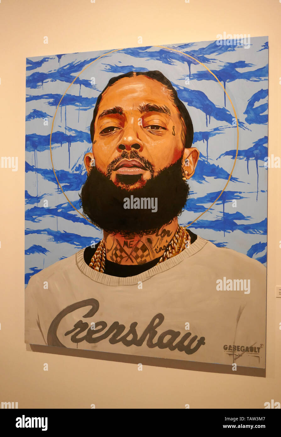 Los Angeles, California, USA 27th May 2019 A general view of atmosphere of  painting of Nipsey Hussle at We Rise LA on May 27, 2019 at 1262 Palmetto  Street in Los Angeles