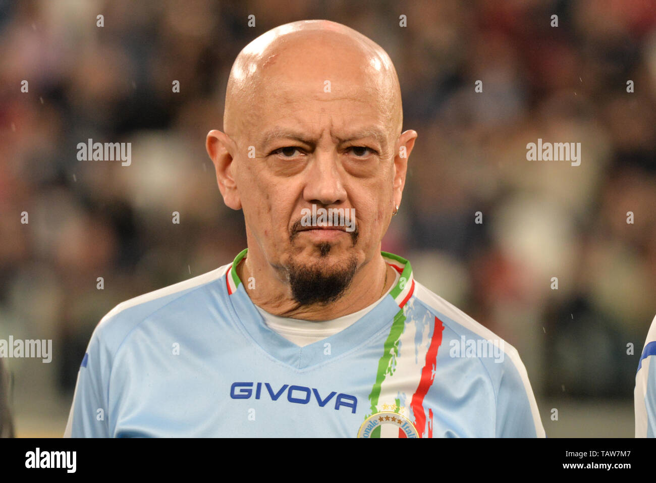 Turin, Italy. 28th May, 2019. Enrico Ruggeri of Italian National Singers seen during the 'Partita Del Cuore' Charity Match at Allianz Stadium. Campioni Per La Ricerca win the 'Champions for Research' 3-2 against the 'Italian National Singers'. Credit: SOPA Images Limited/Alamy Live News Stock Photo