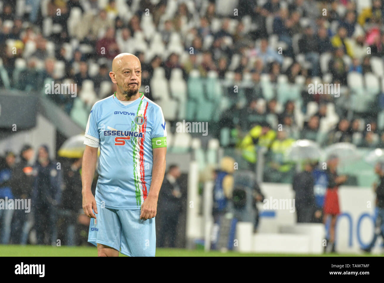 Turin, Italy. 28th May, 2019. Enrico Ruggeri seen during the 'Partita Del Cuore' Charity Match at Allianz Stadium. Campioni Per La Ricerca win the 'Champions for Research' 3-2 against the 'Italian National Singers'. Credit: SOPA Images Limited/Alamy Live News Stock Photo