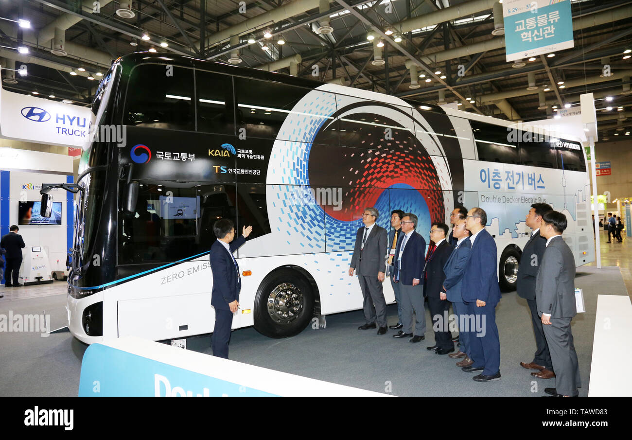 Seoul, South Korea. 29th May, 2019. Hyundai's electric doubledecker An