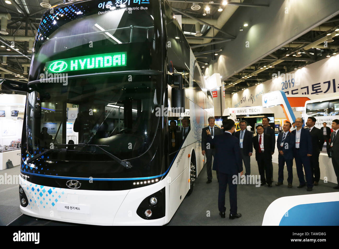 Seoul, South Korea. 29th May, 2019. Hyundai's electric doubledecker An